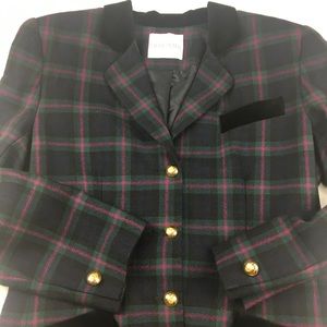 Doncaster Women's Plaid Blazer Gold Buttons